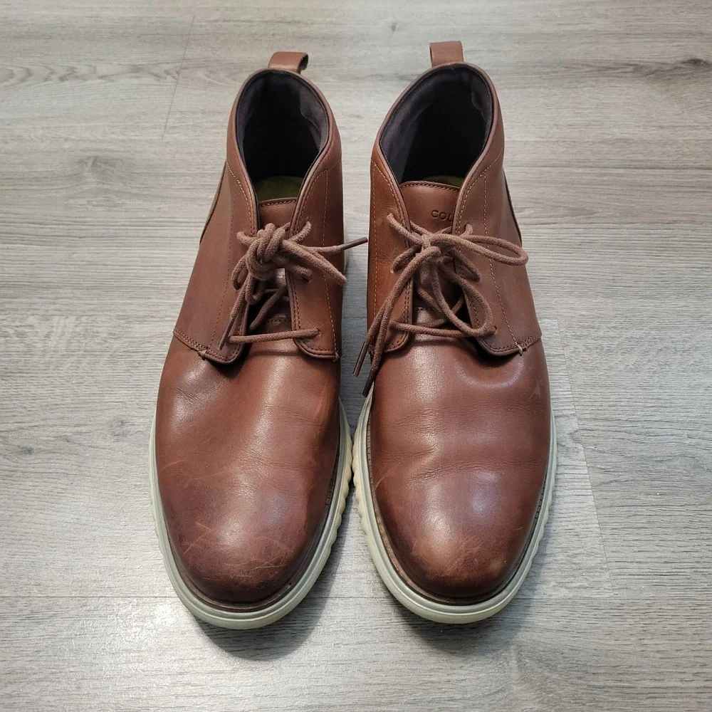Cole Haan Grand 360 Brown Leather Chukka Boots Mens Lace Up Ankle Shoes 11.5